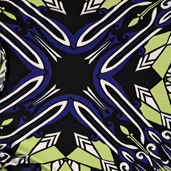 3X Chico's blue, green, black and white sleeveless polyester summer dress. - Picture 2 of 5